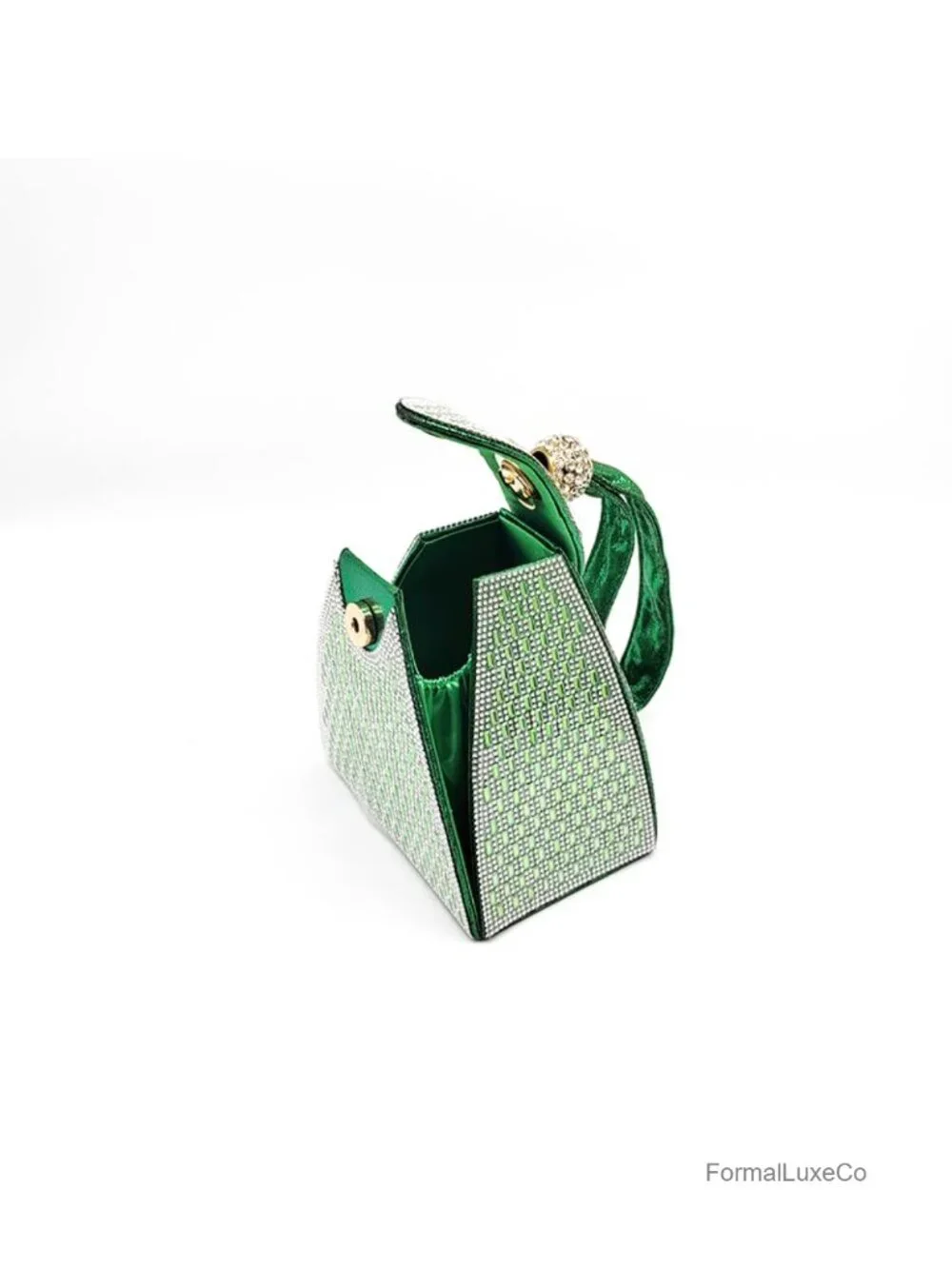Rhinestone Evening Clutch - Pyramid Shape Magnetic Closure Handbag for Party